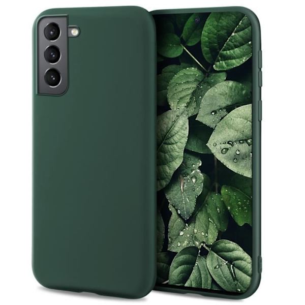 Moozy Minimalist Series Silikonfodral för Samsung S21, Samsung S21 5G, Grön - Matt finish, Smal Tunn TPU Cover Case Skog grön