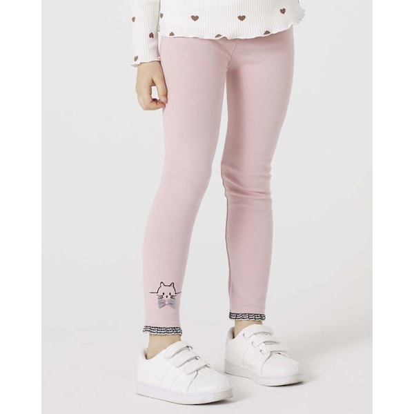 Legging - jegging - tregging Adorel - PAT091-140 - Leggings i ensfärgad bomull, lång byxa, katt, flicka, set med 2 Grå, rosa 2-3 år