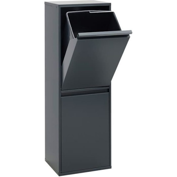 Arregui Basic CR204-B Stålåtervinningskärl, selektiv sorteringsbehållare, 2 hinkar, 2 x 17L (34L), antracit