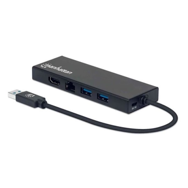 Manhattan SuperSpeed USB Dual Monitor Multiport Adapter - Dockningsstation - USB-C 3.2 Gen 1 - VGA, HDMI - GigE - 152846