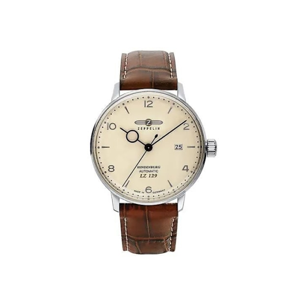 Klocka - ZEPPELIN - LZ129 Hindenburg - Stål 40mm - Brunt läder - Automatisk 5 ATM Beige, brun, stål