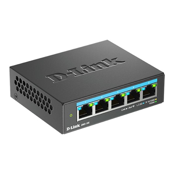 D-Link 5-portars ohanterad multi-gigabit fristående switch Svart
