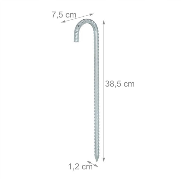 Relaxdays solankare i paket om 10, XL sardiner, extra långa, camping, tältaccessoar, stål, 38,5 cm, silverfärgade silver-