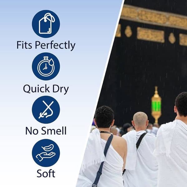 Ensemble Ihram man 2 delar 100% turkisk bomull 110 x 220 cm med elastisk midja Bomull med bälte