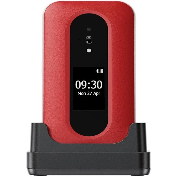 Mobiltelefon - DORO - Leva L30 - Extern Skärm - HD Ljud - 2MP Kamera Röd, Vit
