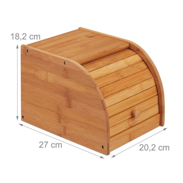 Brödbox - Relaxdays - 10024208 - Bambuträ - Skjutlock - 27x20,2x18,2 cm ljusbrun