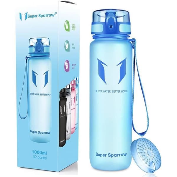 Super Sparrow Vattenflaska - Flaska, 1000ml, Blå