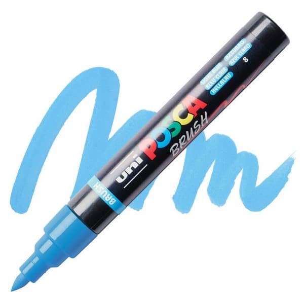 POSCA-markör - Ljusblå - Penselspets - PC5BR - Alla ytor Ljusblå