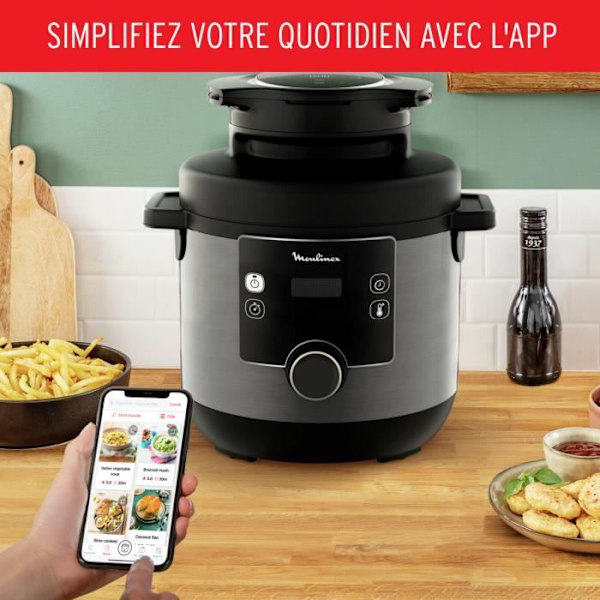 MOULINEX CE778810 Multicooker, Turbo-Crisp Lock, 15 autoprogram, Tryckkokning, Dedikerad App, Turbo Cuisine & Fry