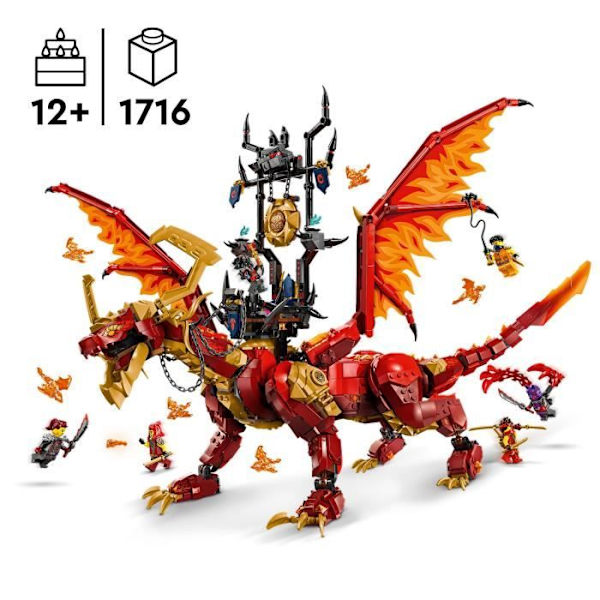 LEGO® NINJAGO® 71822 The Source of Motion Dragon - Ninja leksak med 6 minifigurer Röd