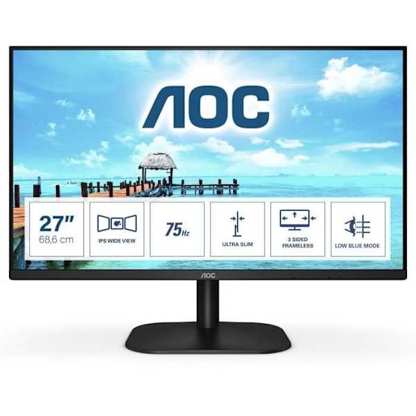 PC-skärm - AOC - 27B2H - 27" FHD - IPS-panel - 75Hz - 4ms - 1 HDMI 1 VGA - Svart Svart