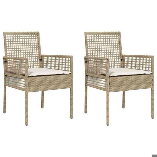 vidaXL Trädgårdssoffa 2 st Beige 55 x 53 x 85 cm polyrotting 42003449