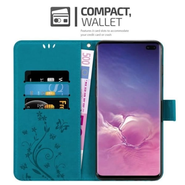 Cadorabo Fodral till Samsung Galaxy S10 PLUS i blått - blommönster Blå