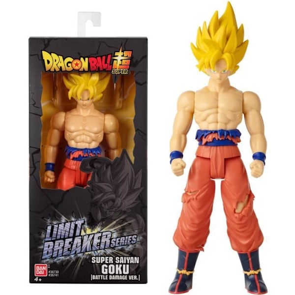 Super Saiyan Goku (Battle Damage Ver.) jättefigur - BANDAI - Dragon Ball - 30 cm Gul, beige och röd