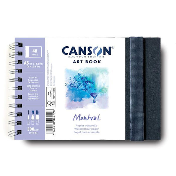 Canson - C31200L003 - Konstbok - Spiral anteckningsbok 48 sidor - Akvarellpapper - Finkornig - 21 x 14,8 cm - 300g/m - Vit