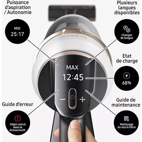 Kvastdammsugare med Clean Station SAMSUNG Bespoke Jet Plus Komplett VS20B95C43W - 210 AW Vit