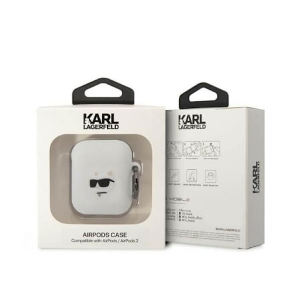 Karl Lagerfeld Silikonfodral NFT Choupette Head 3D - AirPods 1/2 gen (vit) - 3666339087920