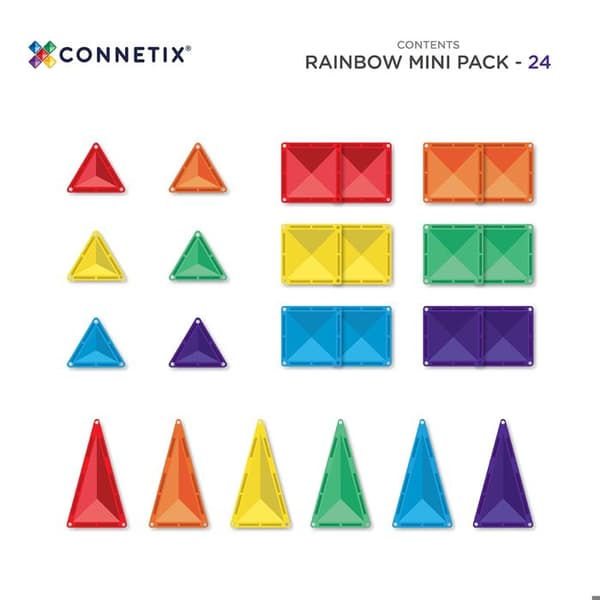 CONNETIX Byggplattor Magnetiska Regnbåge Mini Paket, 24 Bitar Regnbåge