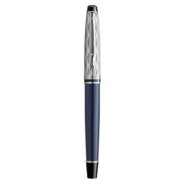 Fjäderpenna - WATERMAN - Expert Deluxe - Blå - Palladiumfinish - Fin spets Blå