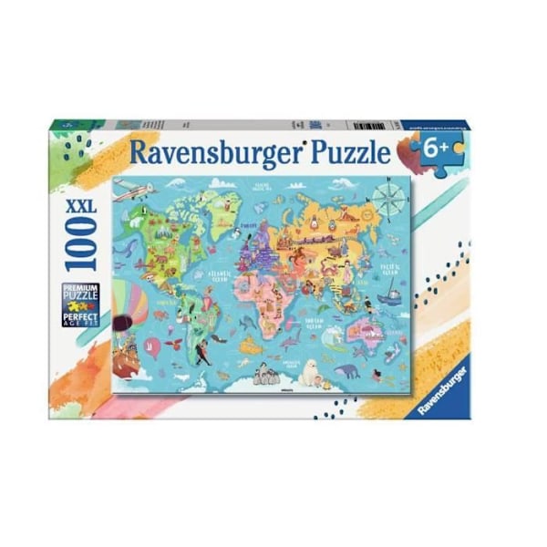 Ravensburger 100 bitars XXL-pussel Världskartan - Resor och kartor