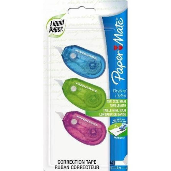 Mini korrigerande tejp - Ej specificerat - Paket om 3 - 5 mm x 5 m - Vikt 24 g - Färg vit