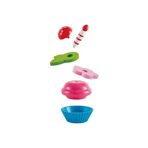 HAPE - Trä låtsas leka kökssortiment - E3157 - Cupcake kakor att montera Flerfärgad