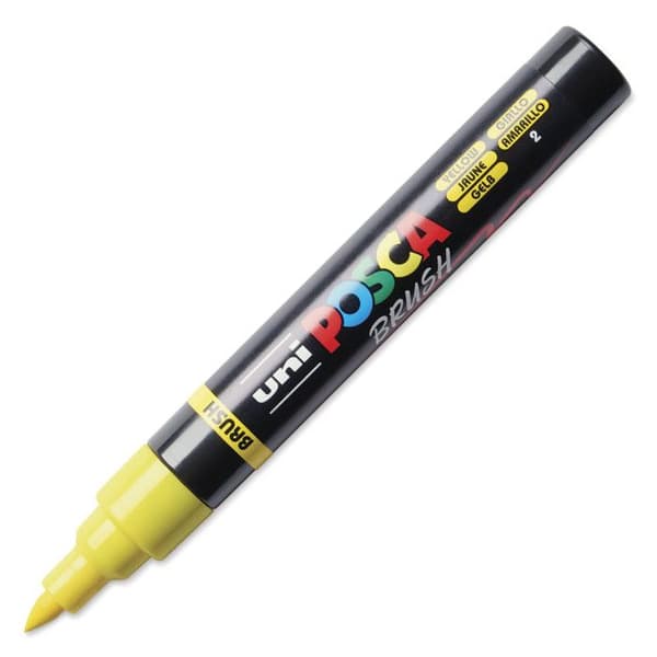 POSCA-markör - Gul - Penselspets - PC5BR - Alla ytor Gul