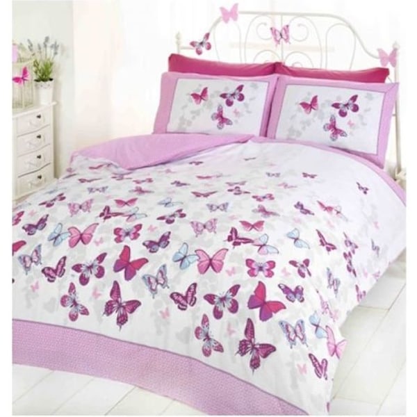 Duvetset - Flutter Butterfly - Rosa - 200 x 200 cm - Maskintvättbar - 48% bomull Rosa