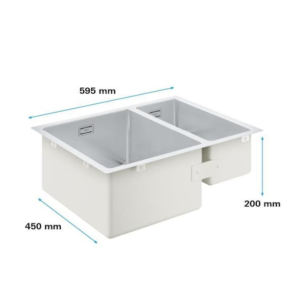 GROHE Undermonterad diskbänk K700 31577SD1 - Rostfritt stål Grå