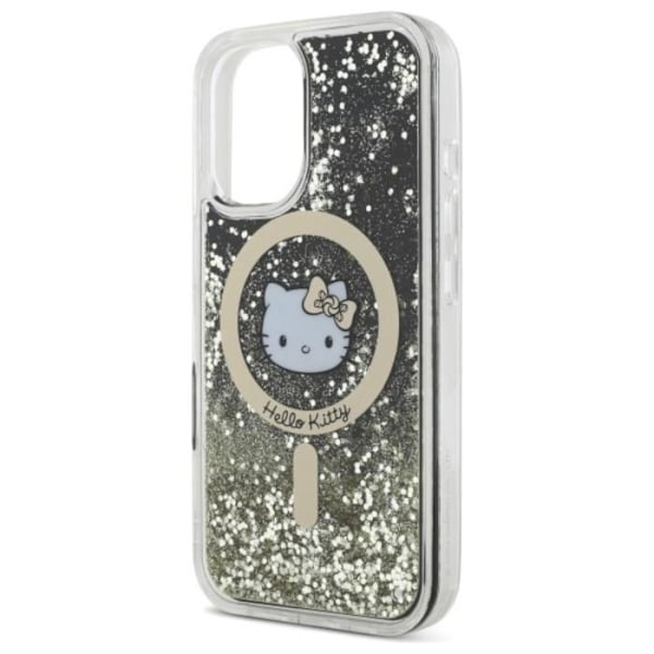 Coque Hello Kitty Liquid Glitter Fever MagSafe för iPhone 16 (svart/guld) svart