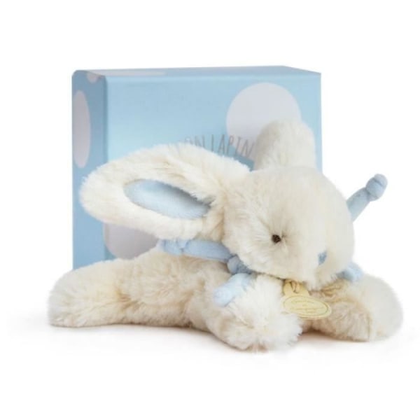 Plyschleksak - DOUDOU ET COMPAGNIE - Candy Rabbit - Mjuk - 16cm - Vit och pastellblått Vit och pastellblå