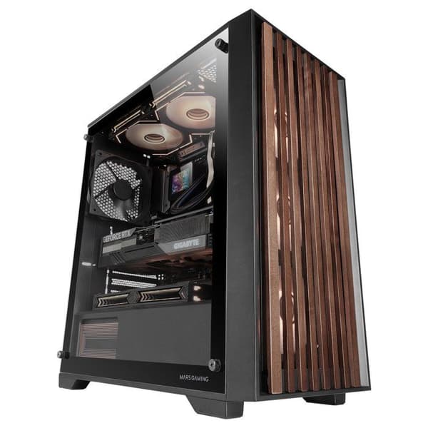 PC-chassi ATX - MARS GAMING - MC-Wood - Träpanel - Härdat Glas - Optimalt Kylsystem