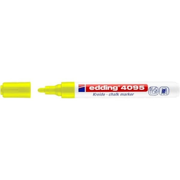 Flytande krita - edding - 4095 - Fluorescerande gul - Förpackning med 10 - Mellanstor spets Fluorescerande gul