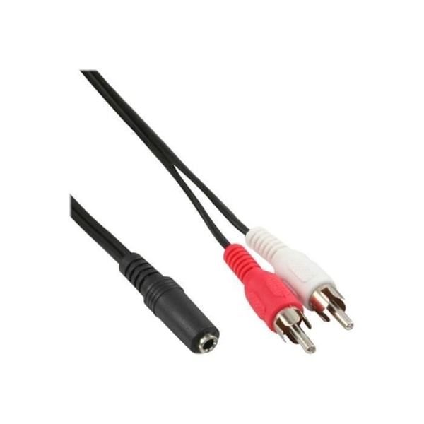 RCA-ljudkabel x 2 (M) till stereominijack (F) 5 m - INLINE - Skärmad - Svart