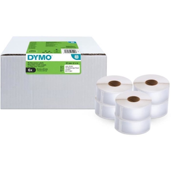 DYMO LabelWriter - Box med 6 rullar med 1000 etiketter för flera ändamål - 32 mm x 57 mm