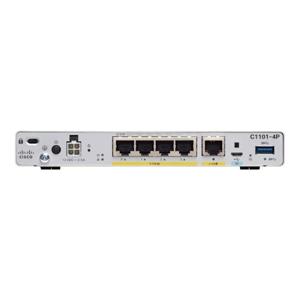 Router - Cisco - Integrated Services Router 1101 - 4 GigE-portar - Rackmonterbar - Inbyggd switch
