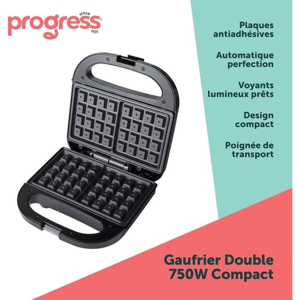 Vaffeljärn - PROGRESS - EK5852P - Non-stick plattor - Automatisk kontroll - Kompakt