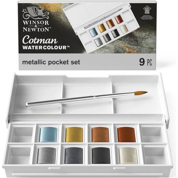 Box - Akvarellfärg - 8 metalliska färger - Winsor och Newton - Cotman