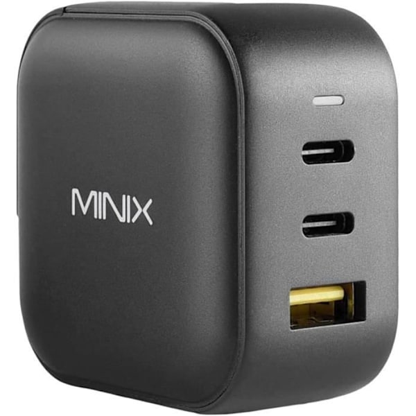 MINIX Universell GaN Laddare med 3 portar Turbo 66W Snabbladdning 2 x USB-C Power Delivery 3.0, 1 x USB-A PD3.0