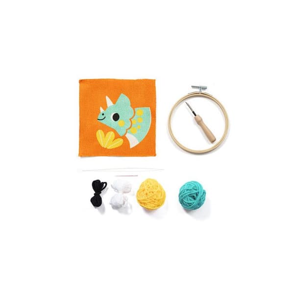Canvas - Punch Needle - Dinosaur - Barn - Med ram och tillbehör