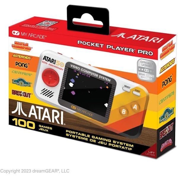 Atari handhållen konsol - Pocket Player PRO - 100 integrerade spel - 7 cm högupplöst skärm Multifärg