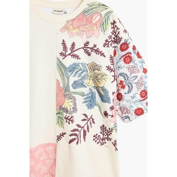 Blommönstrad t-shirt med utskärning Desigual elfenben S