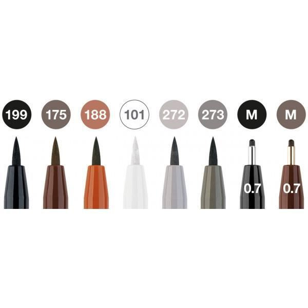 8 ritmärken - Pitt Artist Pens Classic - Faber-Castell - Sortiment 199 / 175 / 188 / 272 / 273 / 101