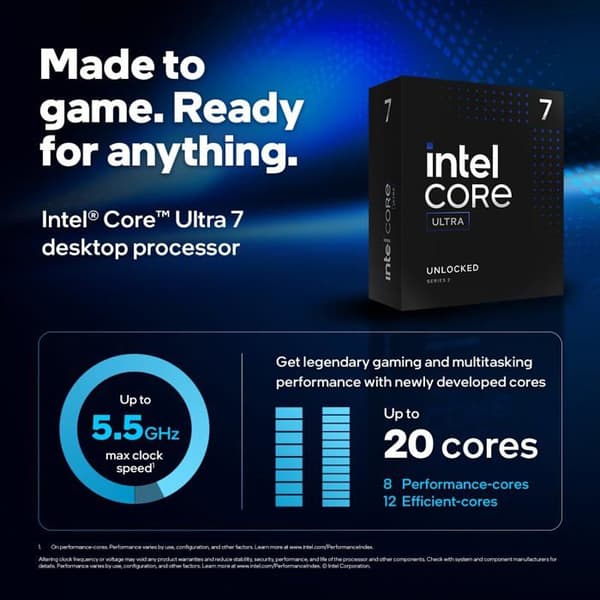 Processor - INTEL - Core Ultra 7 - 5.5 GHz - 30 MB cache - Socket LGA1851