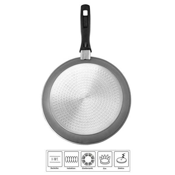 STONELINE® Stekpanna 26 cm - med glaslock - Non-stick beläggning med induktion av äkta stenpartiklar och ugn