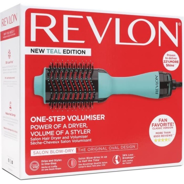 REVLON Teal Blue volymgivande torkborste - jonteknik - 2 hastigheter, 3 värmenivåer