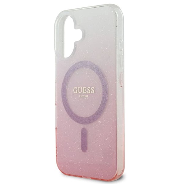 Coque Guess IML Glitter Gradient MagSafe för iPhone 16 Plus (Rosa)
