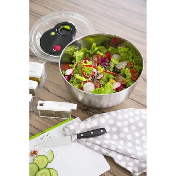 Salladssnurra - EMSA - D: 26,5 cm - 4,5 L - Rostfritt stål - Halkfri bas Pengar