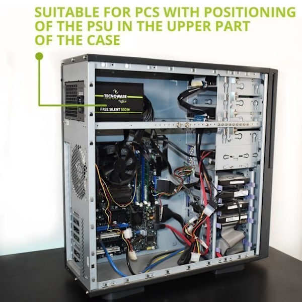 Strömförsörjning ATX - Tecnoware - 550W - Tyst 12 cm fläkt - 2xSATA - CE och Rohs certifiering