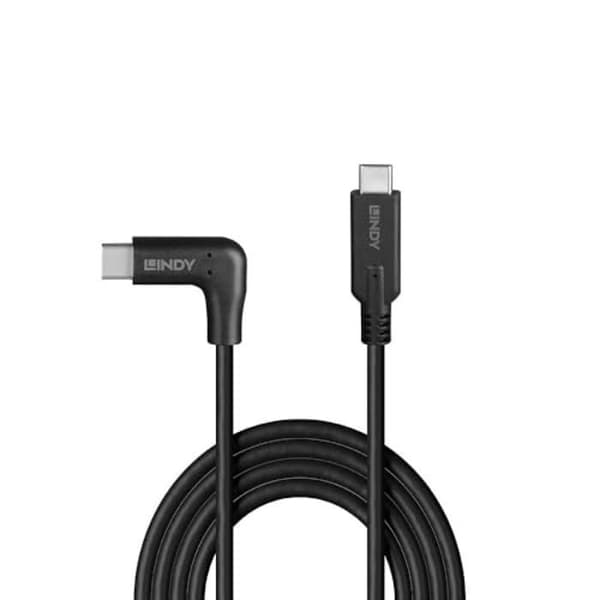 USB C-laddningskabel - LINDY - Vinkelmodellen 90° - 1 m - USB 3.2 - 10 Gbit/s